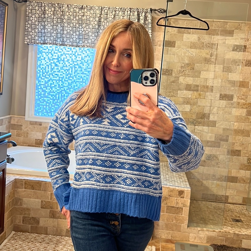 NWT American Eagle blue and white sweater Size S